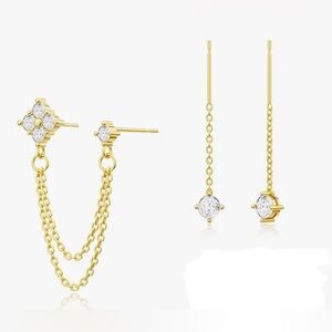 Chain/Dangle Gold Earring Set x 2